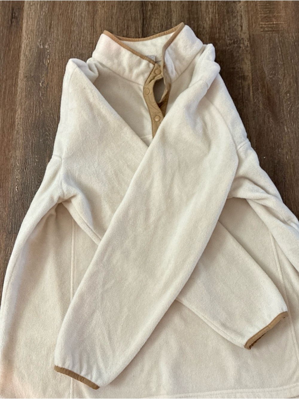 Women Columbia Cream Fleece Pullover with Tan Snap Placket 3XL - Picture 4 of 11